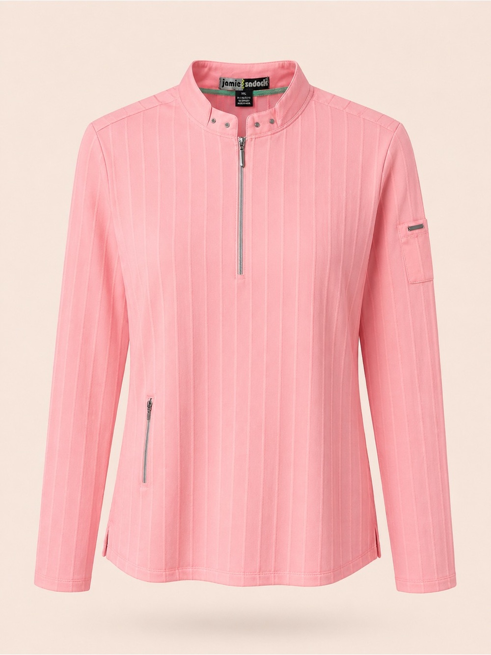 Jamie Sadock Pink Quarter Zip Athletic Top XXL Sporty Chic Preppy